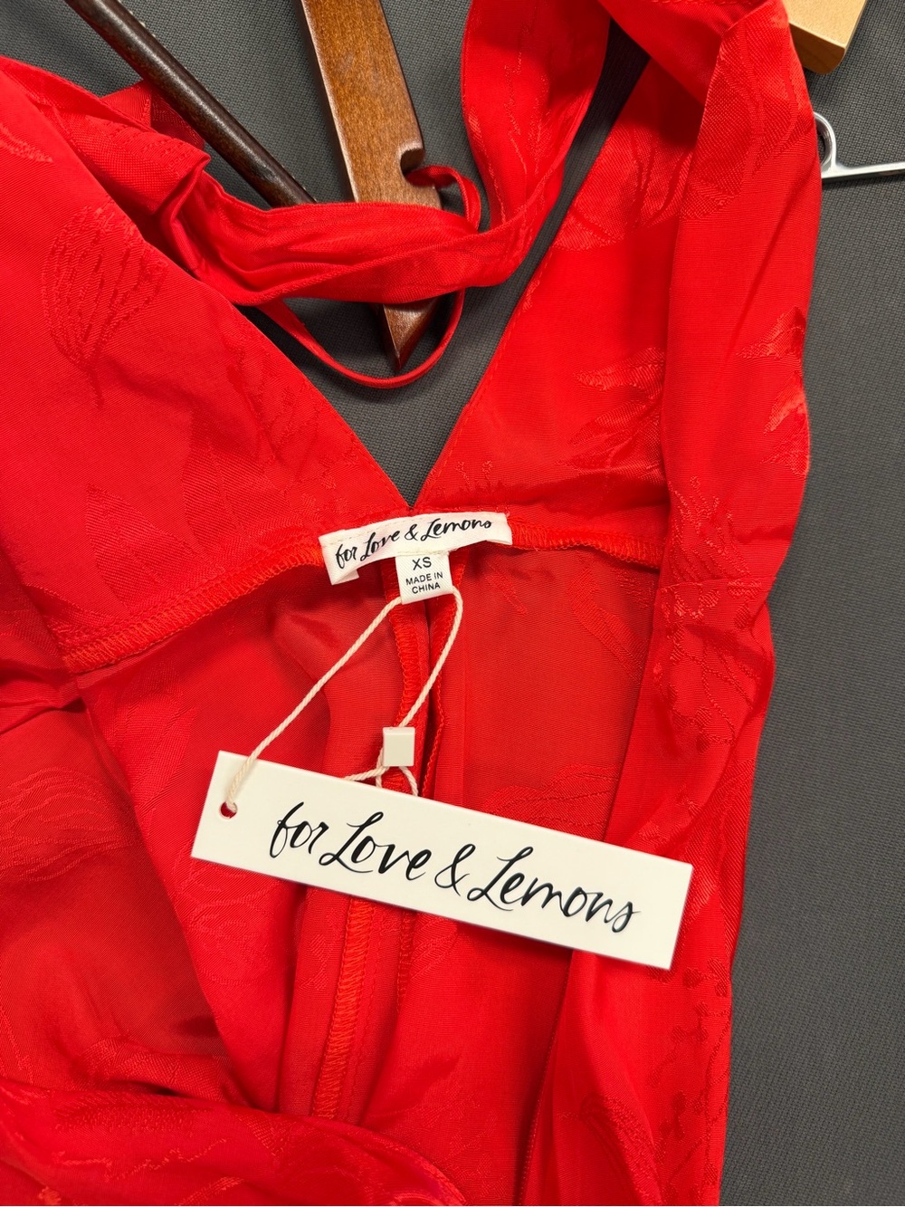 Lovers + Friends Red Satin Slip Midi Dress with High Slit - Picture 8 of 8